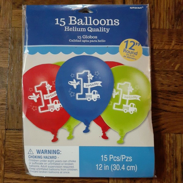1st Birthday Boy All Aboard 15 Balloons - New in Package - Decorations