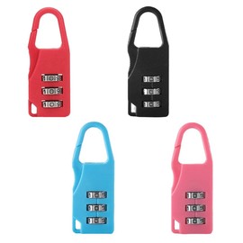 Mini Combo Locks, 3-Digit Combination Lock, Black, Resettable Luggage Locks, for Backpack, Travel Suitcase, Bag, Lockers. (4Pack)