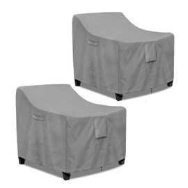 PureFit Outdoor Chair Covers Waterproof 2 Pack Patio Furniture Lawn Chair Covers for Outdoor Furniture with Air Vent and Padded Handles, Fits up to 30W x 37D x 31H Inches, Gray