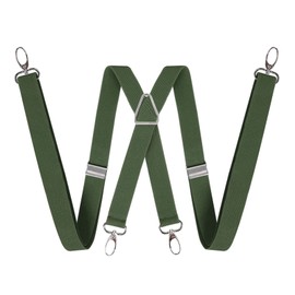 Alizeal Mens 1 Inch Suspenders with 4 Swivel Hooks & Elastic Band, 062-olive Green(hook), One Size