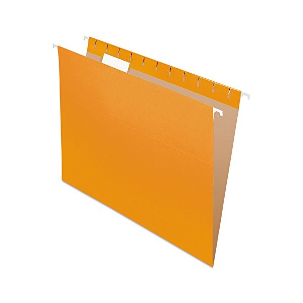 Pendaflex Essentials Colored Hanging Folders, 1/5 Tab, Letter, Orange, 25/Box