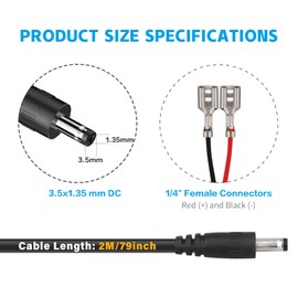 3.5x1.35mm DC Plug Trail Camera, 1PCS Trail Camera Power Cord, 6.5FT(2M) 3.5mmx1.35mm DC External Power Cable Compatible with IP Camera CCTV Surveillance Security Camera, 1PCS