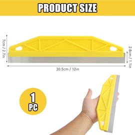 12-Inch Stainless Steel Paint Guard for Cutting in - Multipurpose Painting Tool with Ergonomic Handle, for Precise Edges and Wallpaper Smoothing (Yellow)