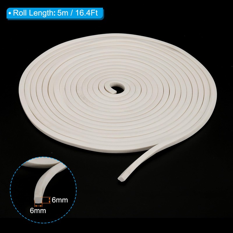 PATIKIL 1/4" Wx1/4 Tx16.4Ft Silicone Foam Seal Strip, High Density