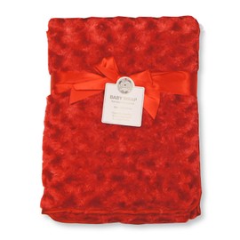 Baby Rosebud Wrap Blanket with Fleece Back and Satin Trim (Red)