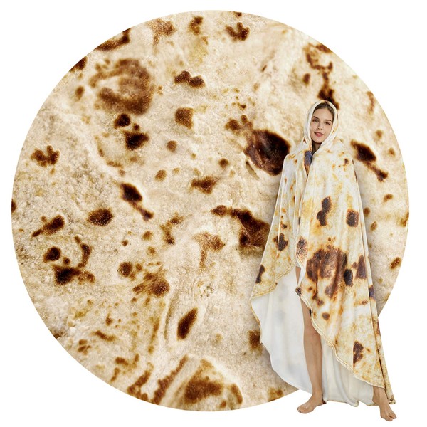SeaRoomy Burritos Tortilla Throw Blanket, Tortilla Wrap Blanket, Novelty Tortilla