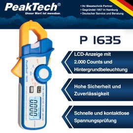PeakTech P 1635 Power Clamp Meter/Leak & DIFFERENTIAL Current/Power Pliers with 1 mA A Resolution 2400 Counts/80 A AC DC with LED Torch and NCV