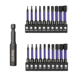 20 Pcs Hex Bit Set, Metric & SAE S2 Alloy Steel Allen Key Drill Bit Set with 2.3" Hex Extension Impact Driver Bit Set for Home Repair