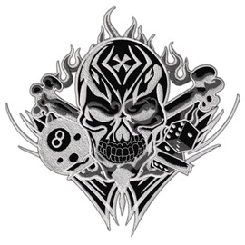 Large Skull Back Patch White - 8.4" x 8.3" - Embroidered Patch Back Patch 8 Ball Cube Flames Cross Patch Back Patch for Motorcycle Jackets Cows Leather Vests - High Quality Embroidery