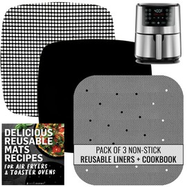 Air Fryer Liners Reusable for Dash Tasti-Crisp 2.6qt, Instant Vortex Mini 2qt 4-in-1, Small Mini Airfryer Accessories with Cooking Recipes, Non Disposable Replacement for Parchment Paper by INFRAOVENS