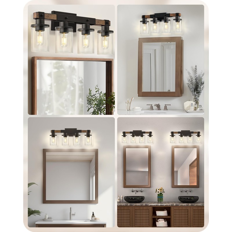 GOEBLESON 4-Light Bathroom Light Fixture, Farmhouse Vanity Lights for Bathroom