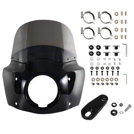 FATECIM Motorcycle 5.75" Headlight Fairing with 11" Smoke Windshield Windscreen & 35-41mm Mounting Hardware for Harley 86-15 Sportster 1200 Iron 883 XL883N Seventy Two Sportster 1100
