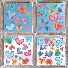 Horaldaily 120 PCS Valentine Window Cling Sticker, Colorful Sweet Hearts Home Party Supplies Shop Window Glass Display Decoration