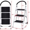 COSTWAY 3 Step Ladder, Folding Step Stool w/Wide Anti-Slip Pedal
