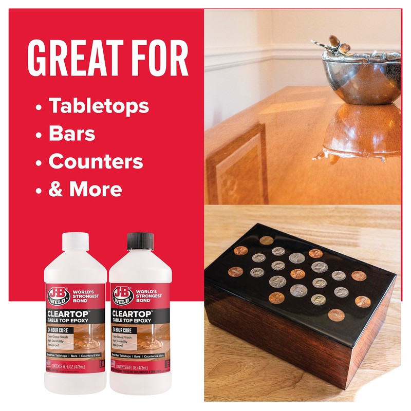 J-B Weld Tabletop Epoxy Resin, 32oz Kit, Cures Clear, Fast