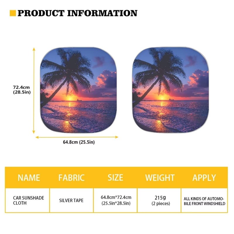 Dreaweet Sunset Palm Tree Windshield Sun Shade Foldable Sun Shade