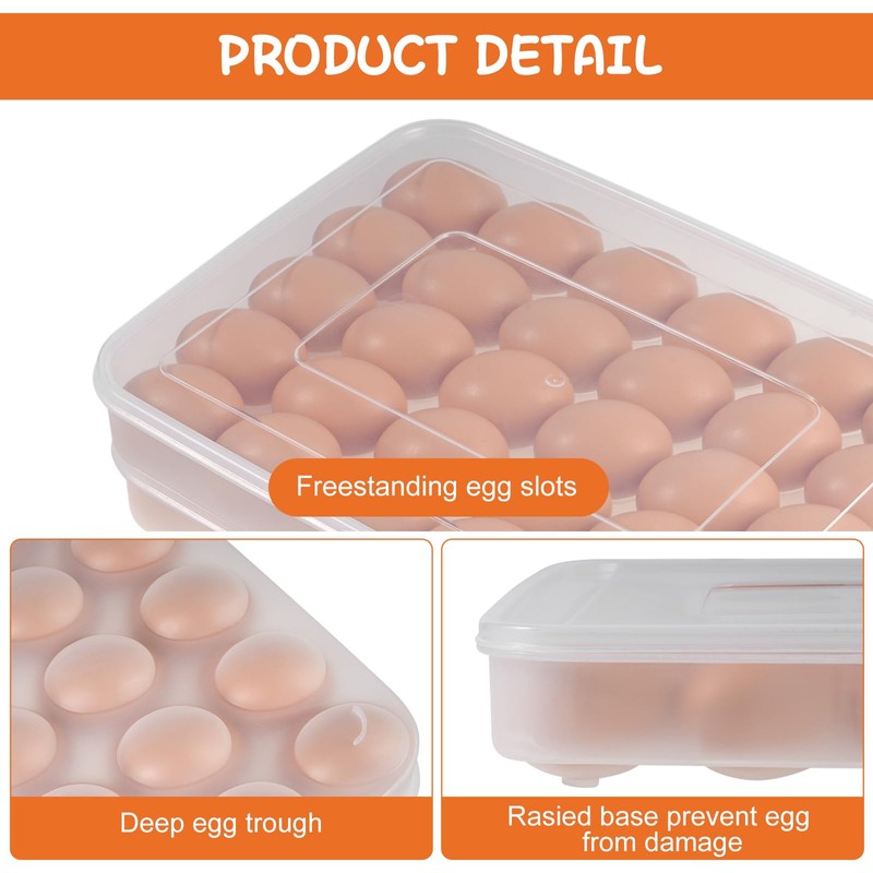 2 Pack 60 Slots Deviled Egg Containers with Lid, Clear