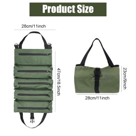 Tool Roll Bag with 5 Pockets, Roll Bag for Tools, Roll-up Tool Bag, Tool Roll Wrench, Multi-Purpose Portable Roll Bag Tool, for Household, Craftsmen, Electricians