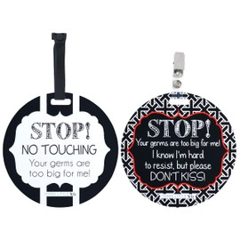 Three Little Tots Two Pack - No Kissing and Black and White Gender Neutral No Touching Baby Car Seat and Stroller Signs - CPSIA Safety Tested