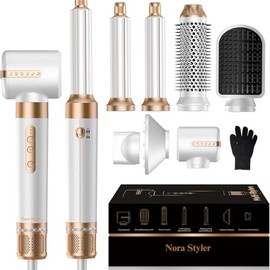 Nora Styler Multi-Styler Pro 7 en 1, Ionic Hot Air Hair Styler para rizar, alisar, secar y voluminizar, herramienta profesional de peinado para todo t
