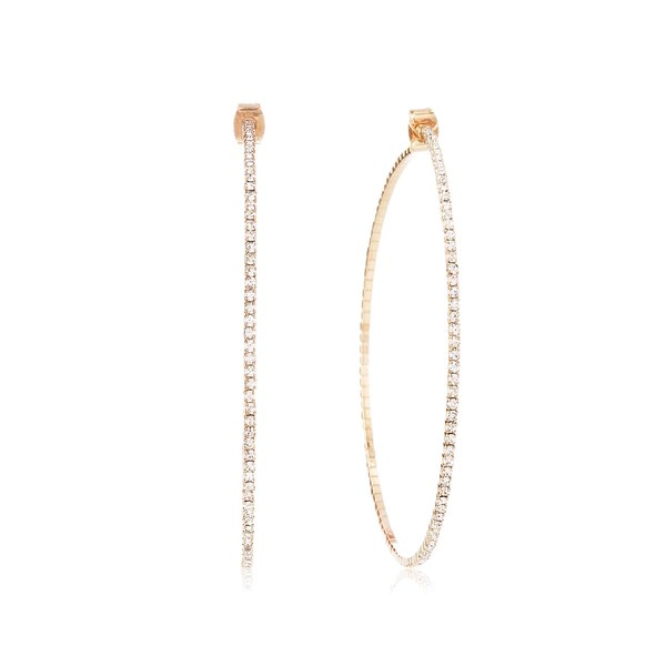 RIAH FASHION Glitter Rhinestone Statement Hoop Earrings - Sparkly Crystal