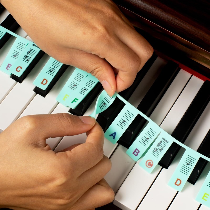ZHRUNS Removable Piano Key Stickers - 61 Key Glow-in-The-Dark Keyboard