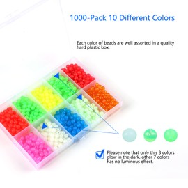 XuuHaa 1000PCS Fishing Beads Assorted Set, Premium 5mm Round Float Glow Fishing Rig Beads, Luminous Fishing Bait Eggs Plastic Beads Lure Tackle (10 Colors- 1000 PCS)