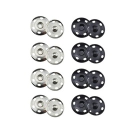 Hao Pro Sew on Snap Button 25mm Dia Press Stud Metal Fastener Stay Put Close Clip Tightly Smooth Touch for Sew Clothes DIY Craft Thick Cotton Black Silver 8pcs