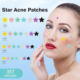 QUSTERE- Parches para espinillas en la cara, parches hidrocoloides coloridos para el acn, lindas cubiertas para espinillas en forma de estrella para  