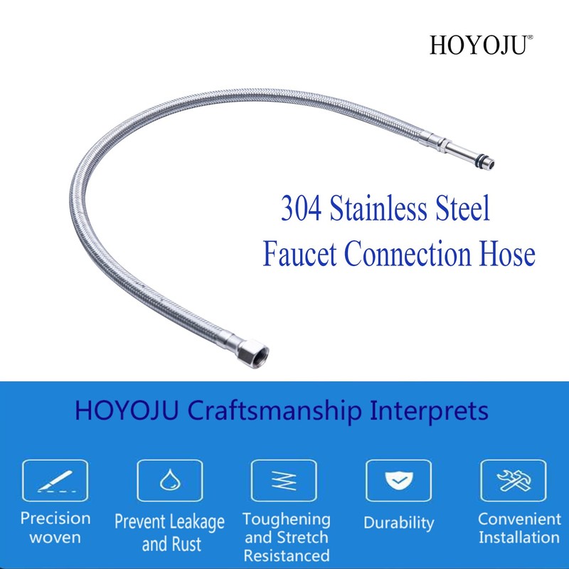 Faucet Supply Lines Connector Stainless Steel Braided Supply Hose 3/8-Inch