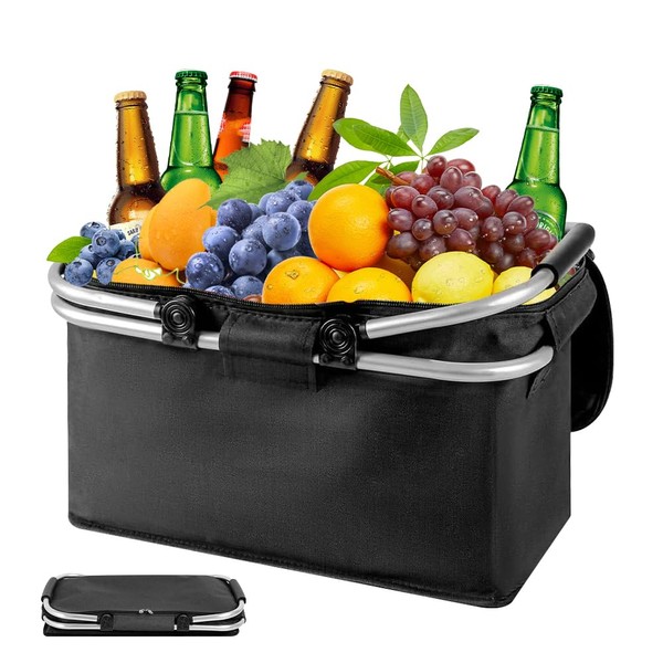 WDKXCN Foldable Shopping Basket, 20 L Cooling Basket with Lid,