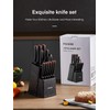 FOHERE Knife Set with Block 13 Pieces Stainless Steel Knife
