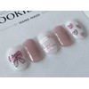 ⭐️ [Heart Bean Pink Magnet Ribbon Nail] ⭐️ - Almond