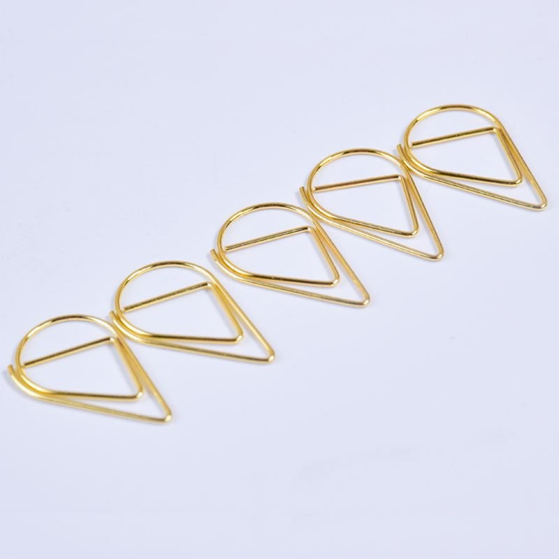 Metal Gold Paper Clips 100Pieces Small Paperclips Office Cute Drop-Shaped