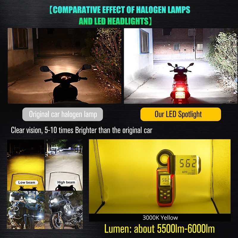 HONLEEX 2Pcs 3.4'' Round Off Road Lights Amber/3000K,14 LEDs 17w