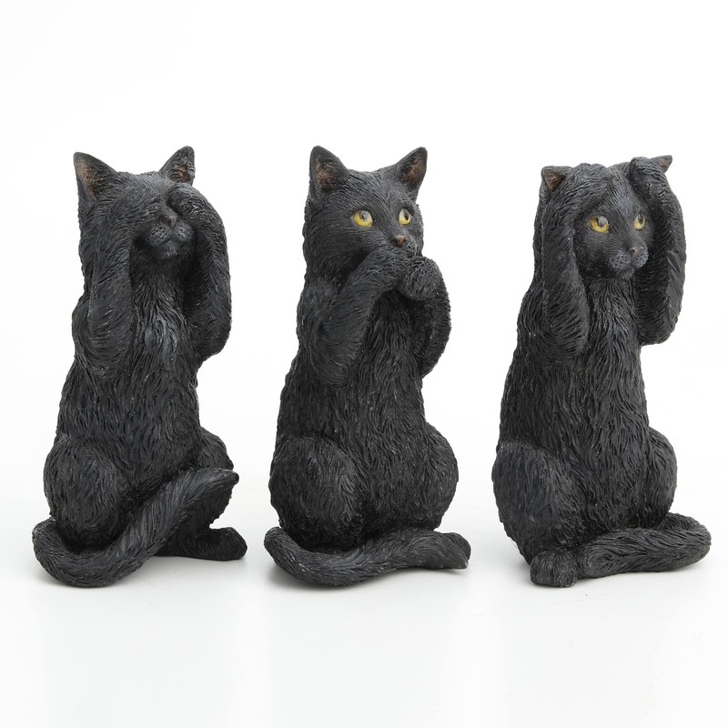 Veronese Design 4 Inch Black Kittens Hear Speak See No