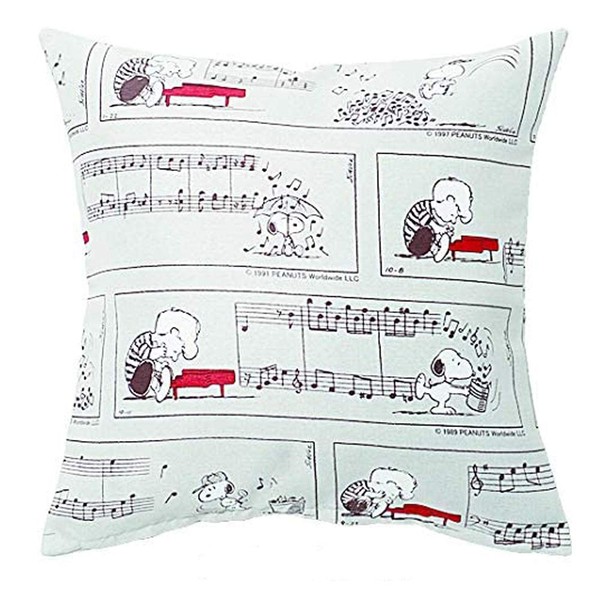 Suminoe P013C Cushion Cover, Gray, 17.7 x 17.7 inches (45 x 45 cm), Peanuts Snoopy Schroeder & Piano, Pack of 1