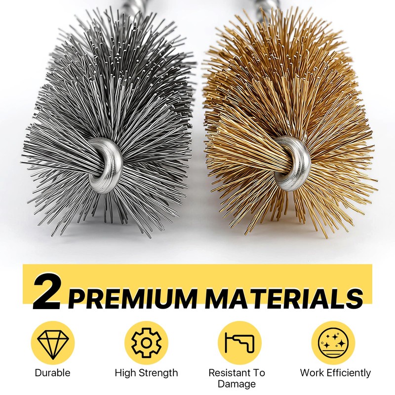 Lainballow 16 Pcs Bore Brush Set, 304 Stainless Steel&Brass Wire