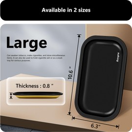 roygra Rolling Tray, Matte Metal Decorative Tray (Orange, Large - 10.6 x 6.3'')