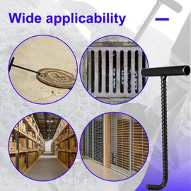 XHNKEG Manhole Cover Lifter, Pack of 2 Manhole Hooks, Gulli Lid Hooks, Manhole Lid Lifter with Thread, Heavy Manhole Lid Lifter, Sturdy T Handles for Manhole Cover