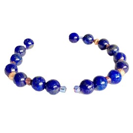LKBEADS Unisex gem lapis lazuli 8mm round smooth beads stretchable 7 inch bracelet for men,women-Healing, Meditation,Prosperity,Good Luck Bracelet