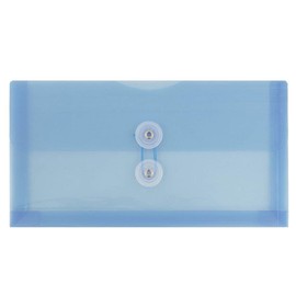 JAM PAPER - Sobres de plástico con botón y cierre de cordón - Folleto de negocios #10 - 5 1/4 x 10 - Azul - Paquete de 12
