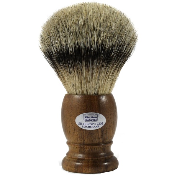Hans Baier Exclusive XXL Shaving Brush Silver Tip Walnut Wood Size 5