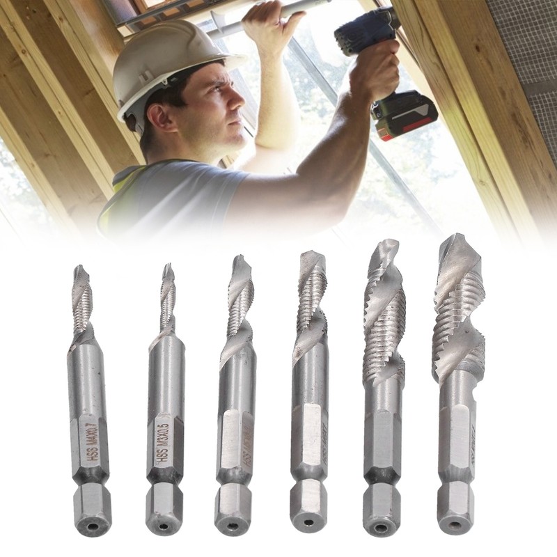 Drill Tap Bit Set Hex Shank Metric Combo HSS Ti