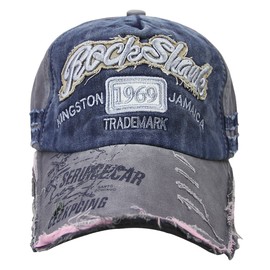 BXT Vintage Distressed Baseball Cap Snapback Adjustable Sun Hat Visor Letter Embroidered Trucker Hat Sun Protection Cotton for Teenager Girls Boys Golf Camping Travelling