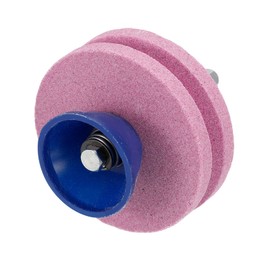 uxcell Lawn Mower Blade Sharpener, Universal Double Layer Corundum Mower Blade Grinder Stone Wheel for Power Drill Hand Drill, Pink