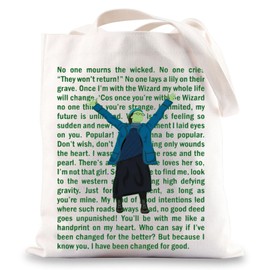 BWWKTOP Musical Canvas Tote Bag Elphaba And Glinda Gifts Broadway Shoulder Bag Broadway Musical Merchandise (no one mourns)