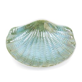 FORLONG Ceramic Ocean Seashell Soap Dish, for Bathroom,Tub and Kitchen Sink -Green