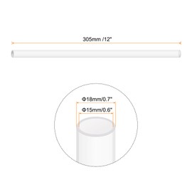 Rebower Acrylic Pipe Hard Round Tube 15mm ID 18mm OD 305mm Length for Ramps Lanterns Water Cooling Systems Hydraulic Equipment Plumbing Clear