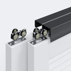 EaseLife 8FT/96in Bypass Double Sliding Pocket Door Hardware Kit, Aluminum, Black, Modern Style